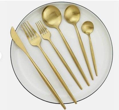 Minimalist Matte Gold Stainless Steel Cutlery Set