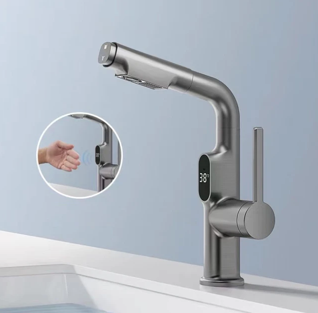 Digital Display Chrome Kitchen Faucet