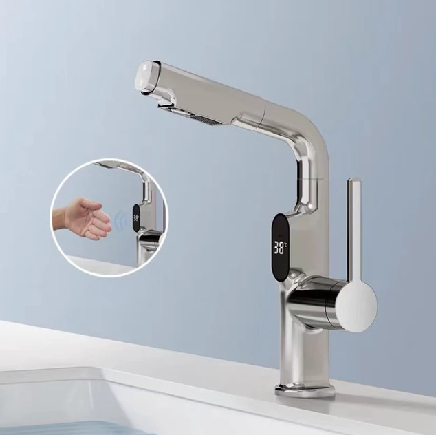 Digital Display Chrome Kitchen Faucet