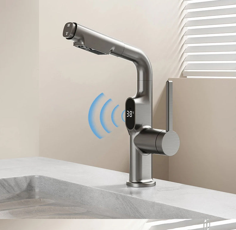 Digital Display Chrome Kitchen Faucet