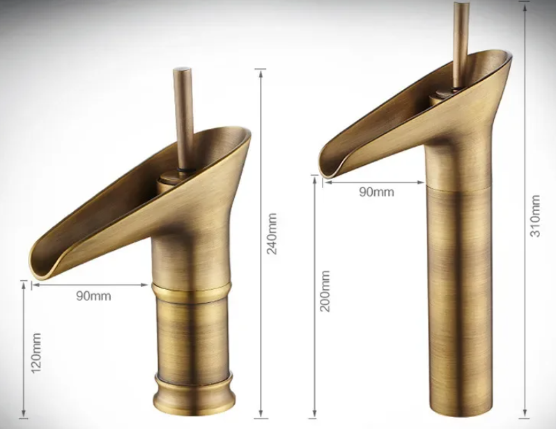 Modern Brushed Brass Waterfall Bathroom Faucet