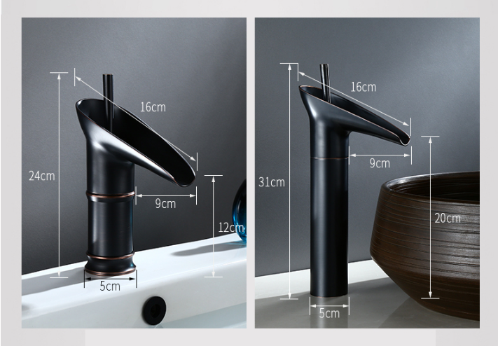 Modern Brushed Brass Waterfall Bathroom Faucet