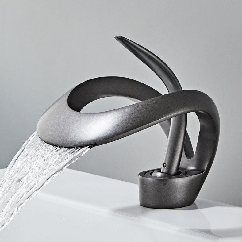 Modern Curved Metal Bathroom Faucet