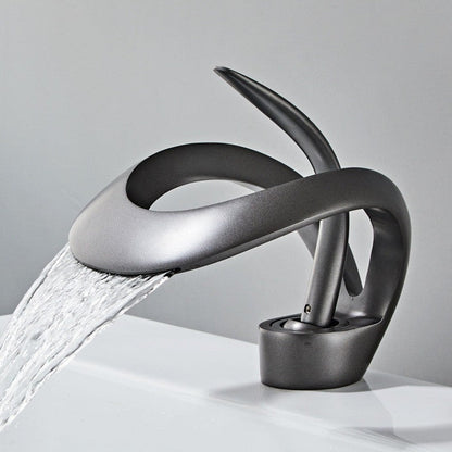 Modern Curved Metal Bathroom Faucet