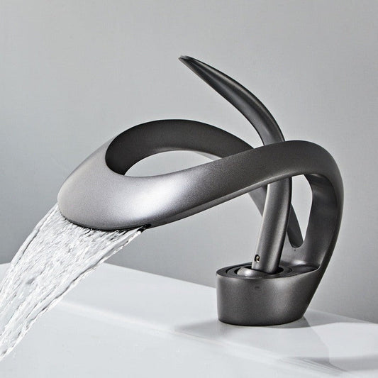 Modern Curved Metal Bathroom Faucet