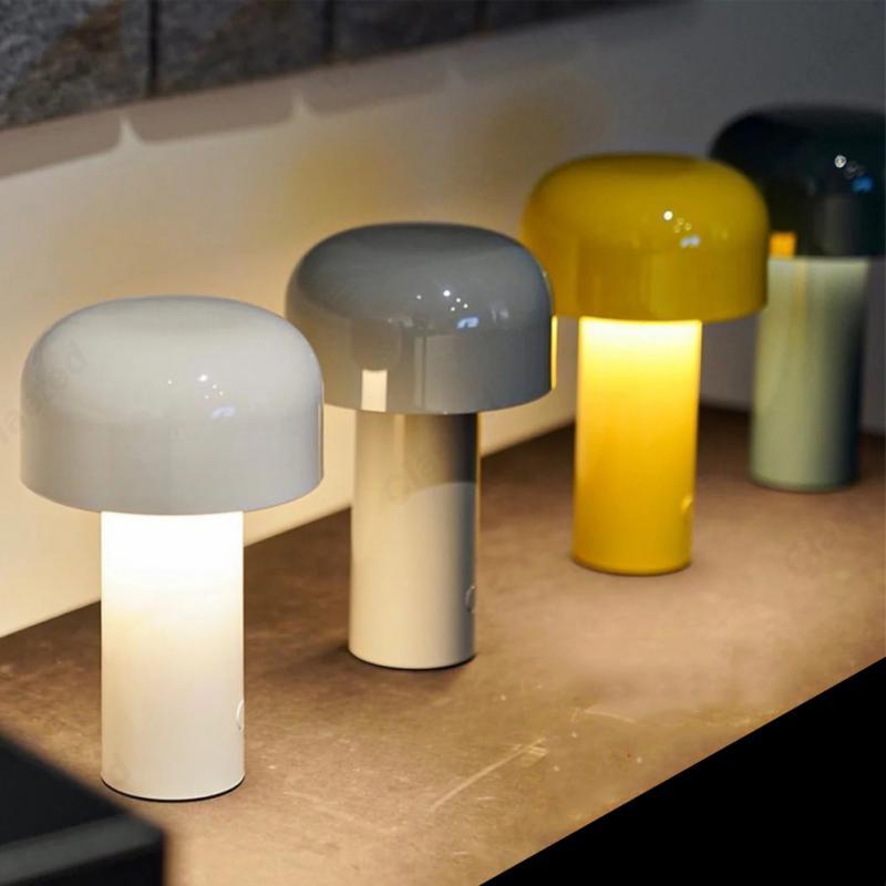Glossy Yellow Mushroom Table Lamp with Touch Control