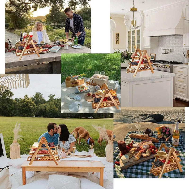 Rustic Wooden Tiered Serving Tray