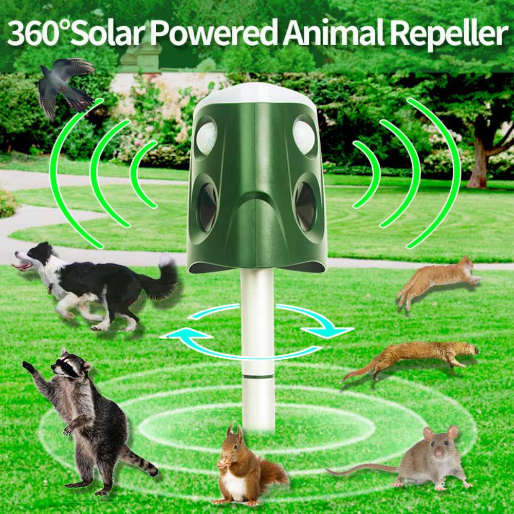360° Ultrasonic Animal Repellent 3-in-1 Cat Rodent Pest Deterrent