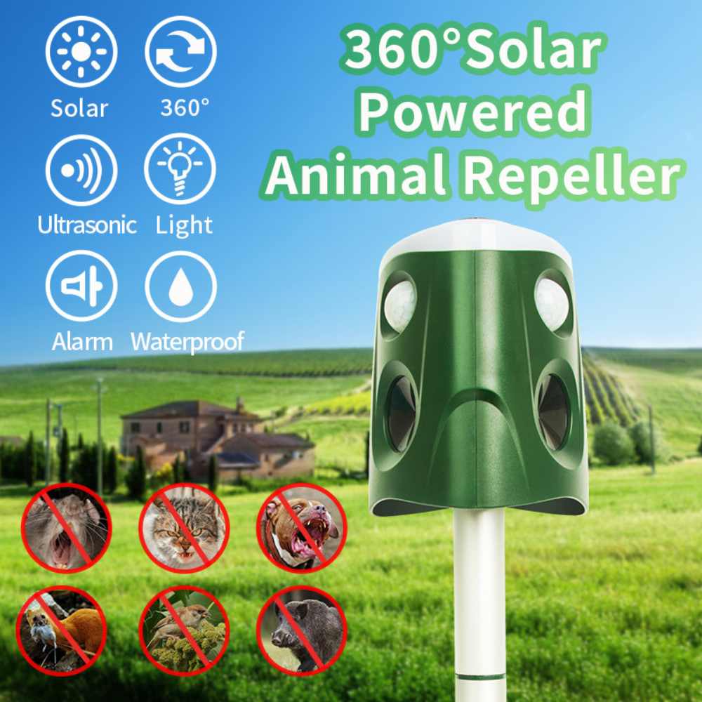 360° Ultrasonic Animal Repellent 3-in-1 Cat Rodent Pest Deterrent