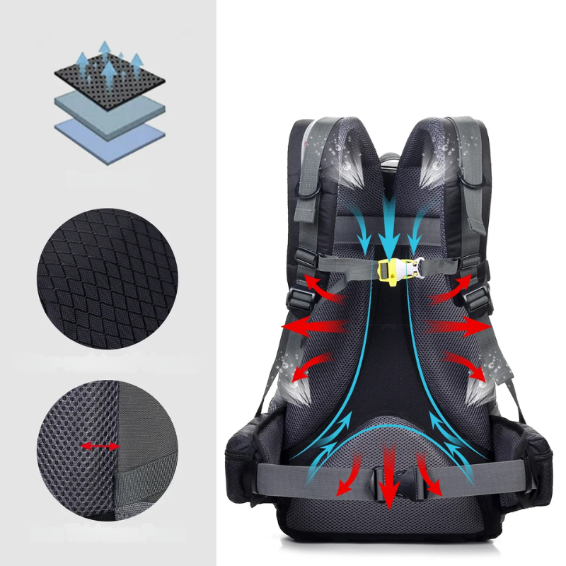 Waterproof Lightweight 40L Hiking Backpack With Breathable Back Panel