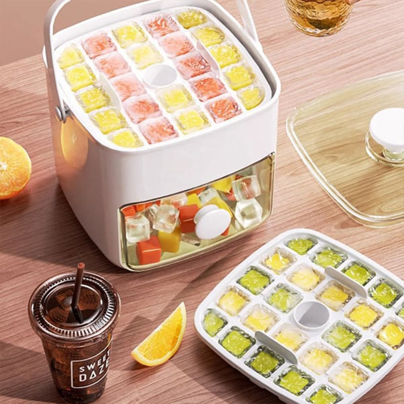 2-Stage Stackable Ice Cube Tray With Easy-Release Storage Box