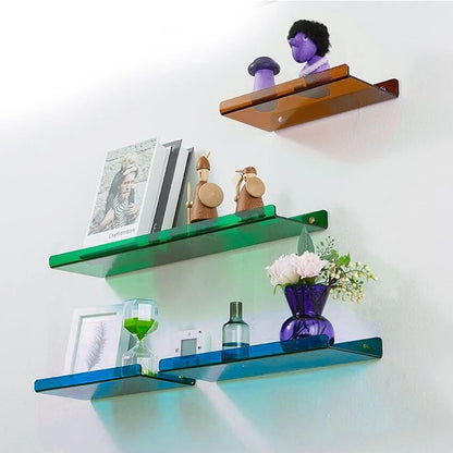 Acrylic Floating Shelf With Transparent Orange Design
