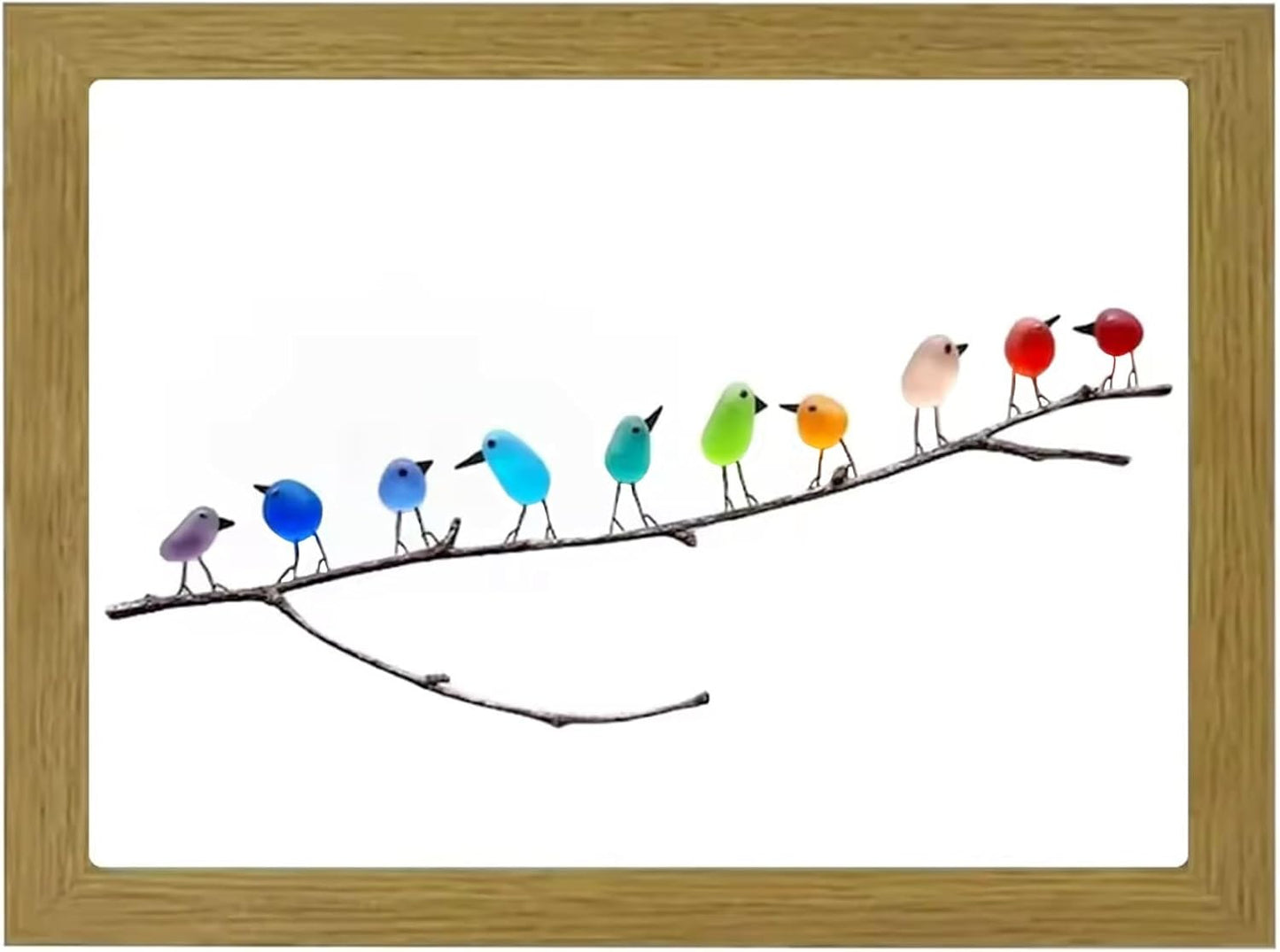 Handmade Sea Glass Wall Art Rainbow Birds Coastal Home Decor