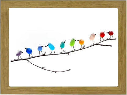 Handmade Sea Glass Wall Art Rainbow Birds Coastal Home Decor