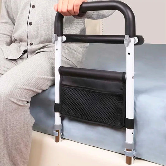 Adjustable Bed Rail Grab Bar with Non-Slip Surface and Storage Bag