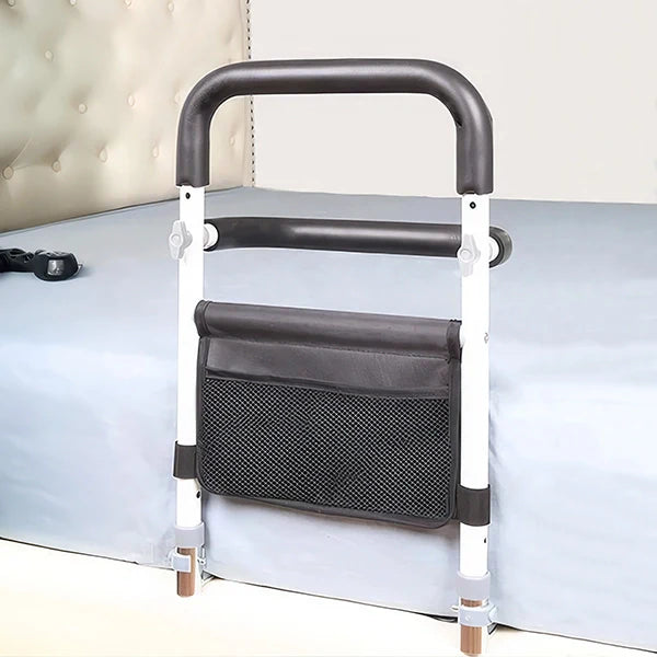 Adjustable Bed Rail Grab Bar with Non-Slip Surface and Storage Bag