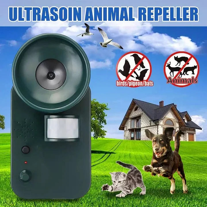 Ultrasonic Outdoor Animal Repeller Cordless Pest Control 5000 Sqft 9V