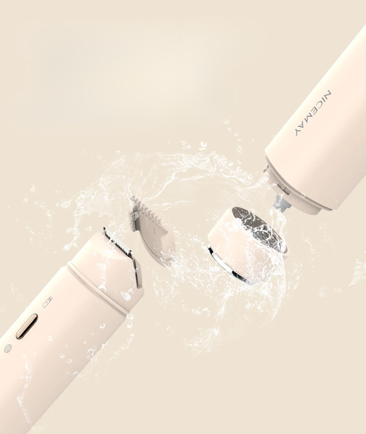 Minimalist Beige Facial Epilator with Glossy Finish
