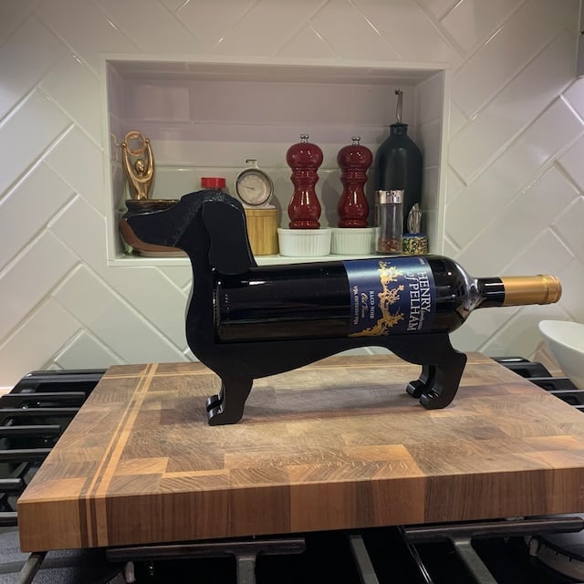 Novelty Metal Dachshund Wine Bottle Holder