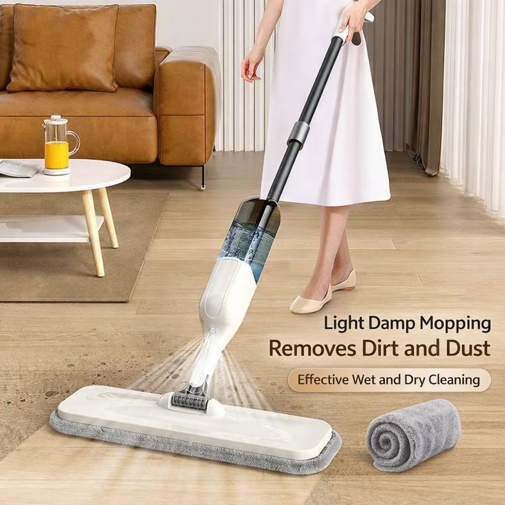 Aeris - Spray flat mop with microfiber pads for wet & dry cleaning