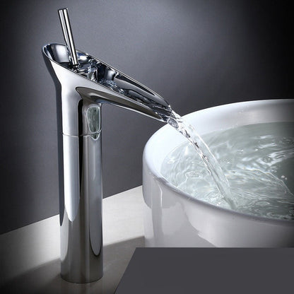 Modern Brushed Brass Waterfall Bathroom Faucet