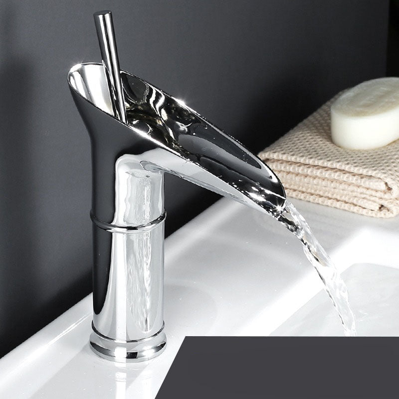 Modern Brushed Brass Waterfall Bathroom Faucet