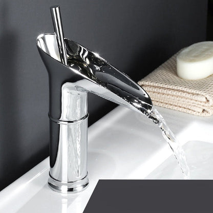 Modern Brushed Brass Waterfall Bathroom Faucet