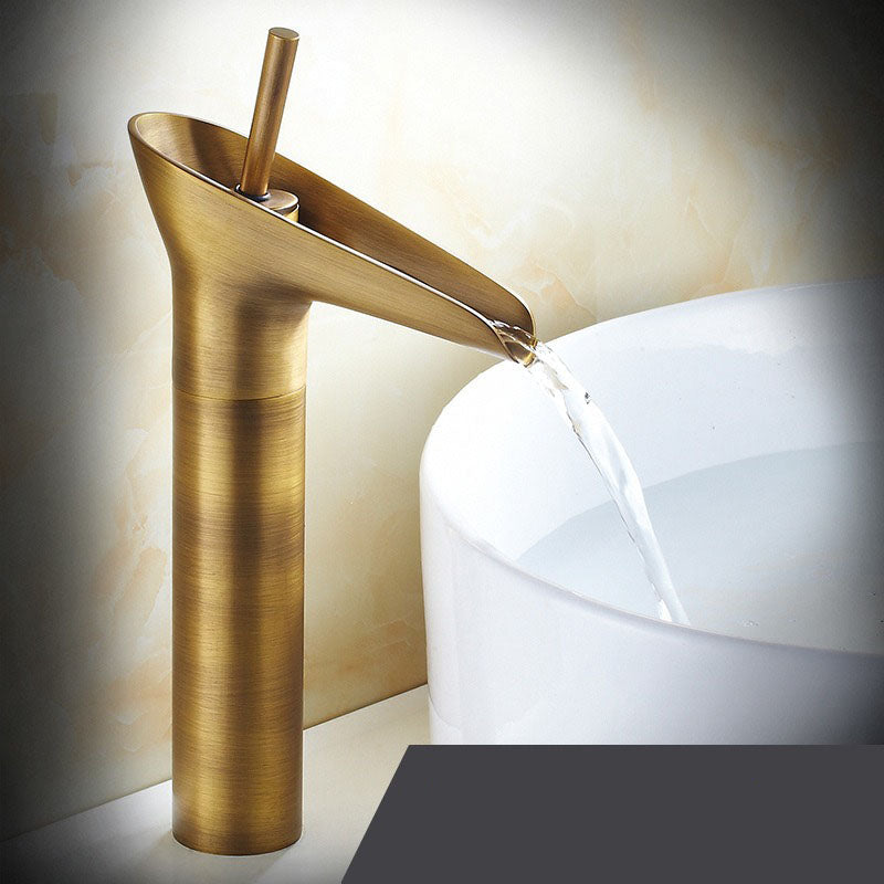 Modern Brushed Brass Waterfall Bathroom Faucet
