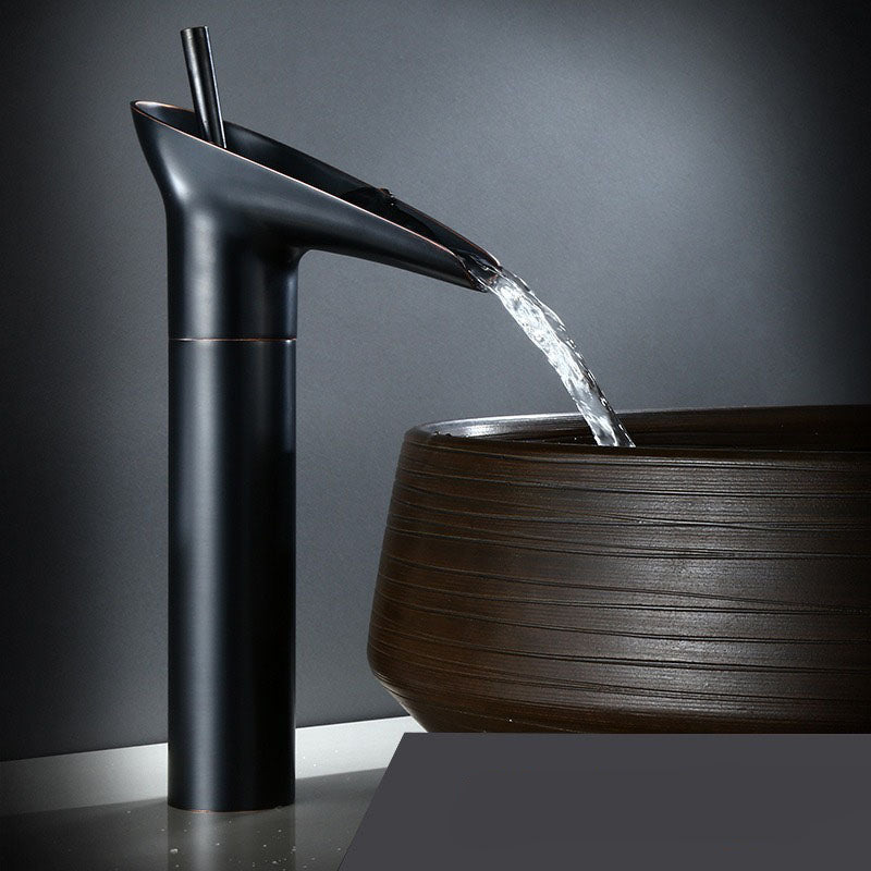 Modern Brushed Brass Waterfall Bathroom Faucet