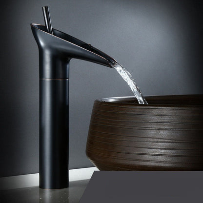 Modern Brushed Brass Waterfall Bathroom Faucet