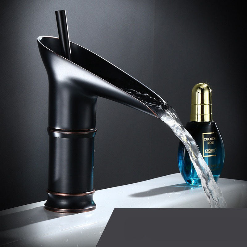 Modern Brushed Brass Waterfall Bathroom Faucet