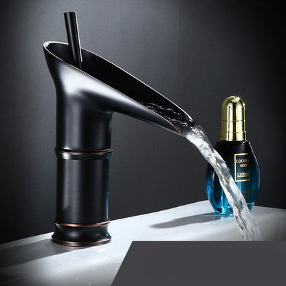 Modern Brushed Brass Waterfall Bathroom Faucet