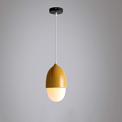 Scandinavian Wood and Glass Pendant Light