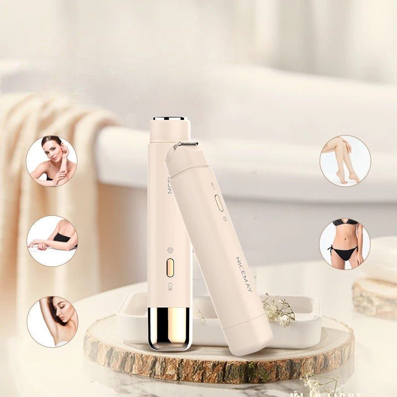 Minimalist Beige Facial Epilator with Glossy Finish