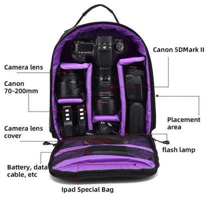 Waterproof Lightweight Camera Backpack with Multiple Compartments for Travel