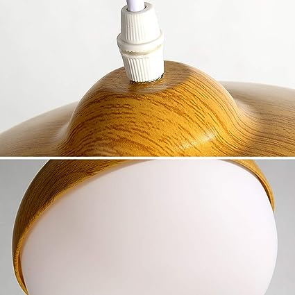 Scandinavian Wood and Glass Pendant Light