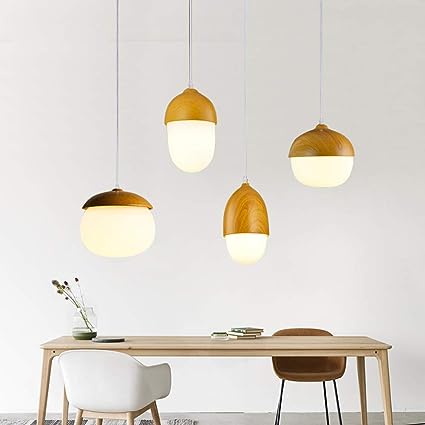 Scandinavian Wood and Glass Pendant Light