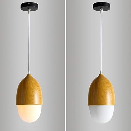 Scandinavian Wood and Glass Pendant Light