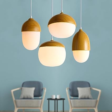 Scandinavian Wood and Glass Pendant Light