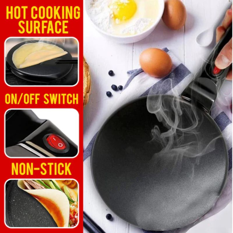 Electric 8-Inch Non-Stick Crepe Maker with Cool-Touch Handle