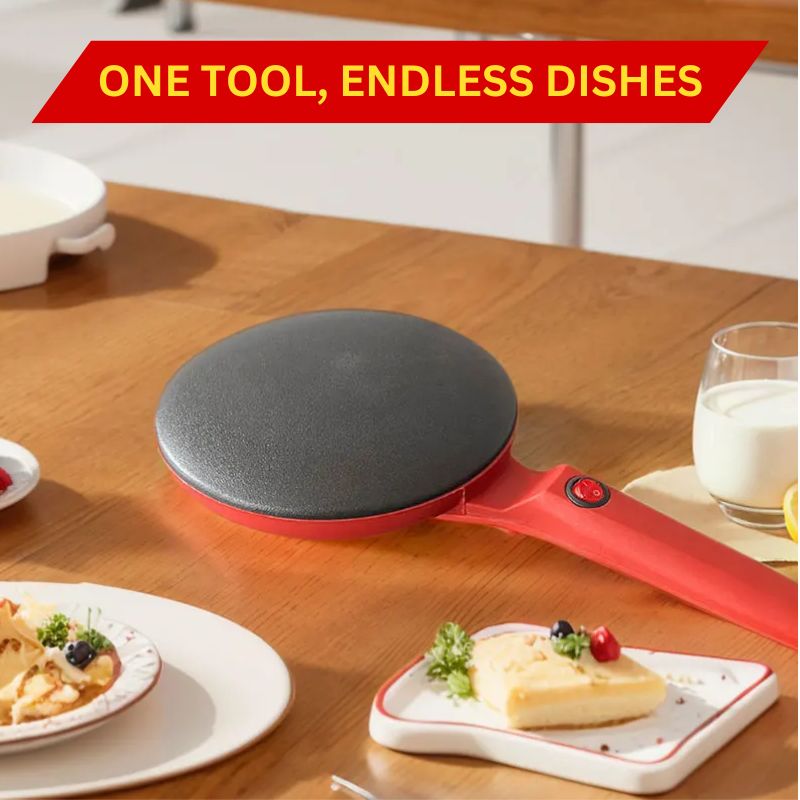 Electric 8-Inch Non-Stick Crepe Maker with Cool-Touch Handle
