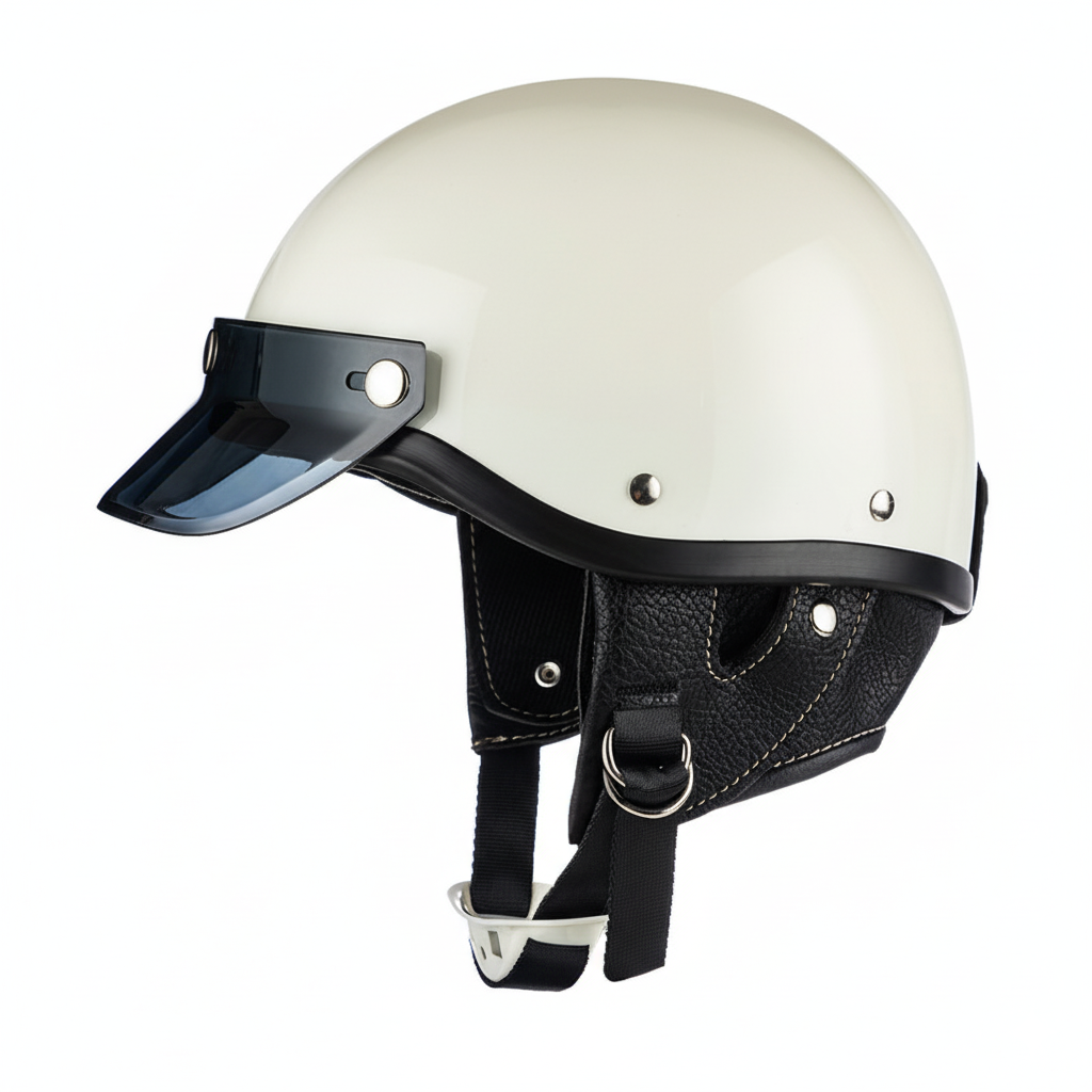 Vintage Half Open Motorcycle Helmet with Tinted Visor