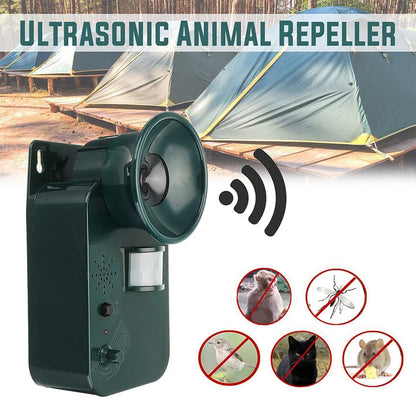 Ultrasonic Outdoor Animal Repeller Cordless Pest Control 5000 Sqft 9V