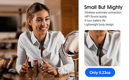 2 Pack Wireless Microphone System for iPhone iPad with Noise Reduction