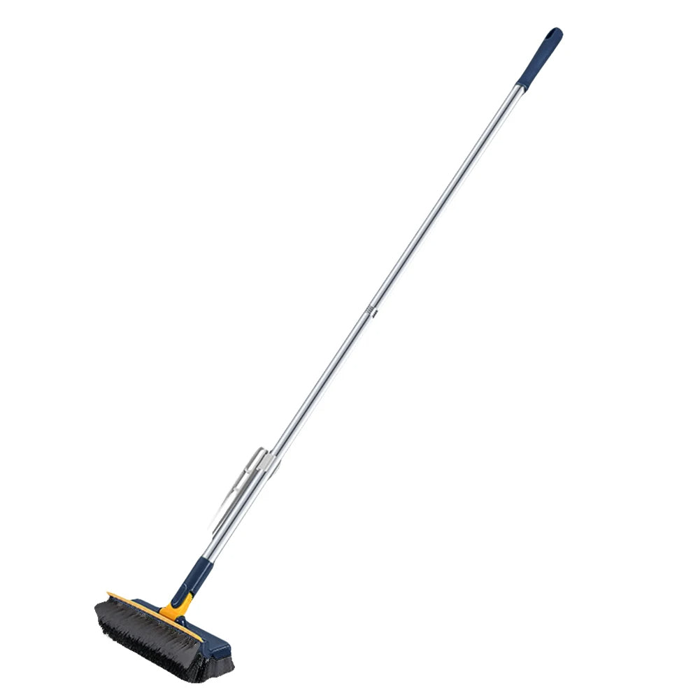 Long Handle Floor Scrub Brush with Stiff Bristles and Scraper