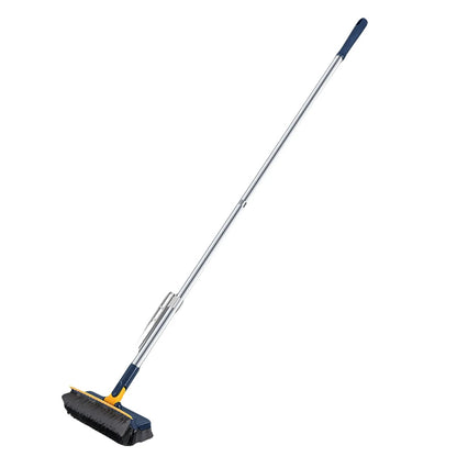 Long Handle Floor Scrub Brush with Stiff Bristles and Scraper