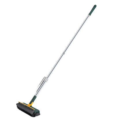 Long Handle Floor Scrub Brush with Stiff Bristles and Scraper