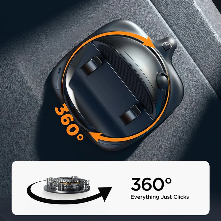 360° Rotating Car Phone Holder With Suction Mount and Silicone Grip
