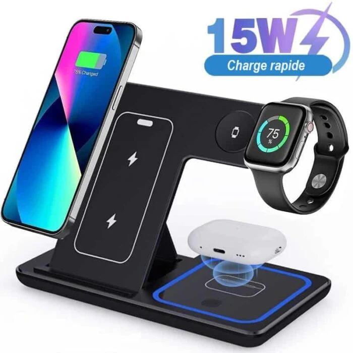 3 in 1 Foldable Wireless Charger for iPhone Apple Watch AirPods