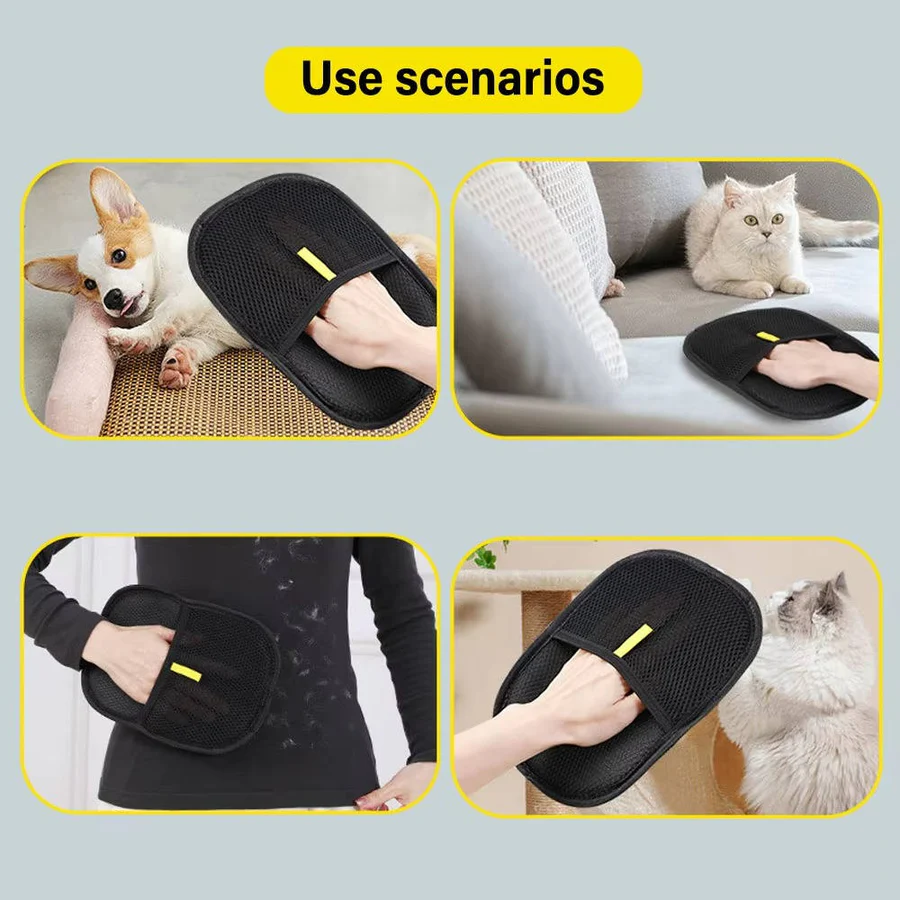 Pet Hair Remover Gloves for Grooming and Fur Removal Set of 2
